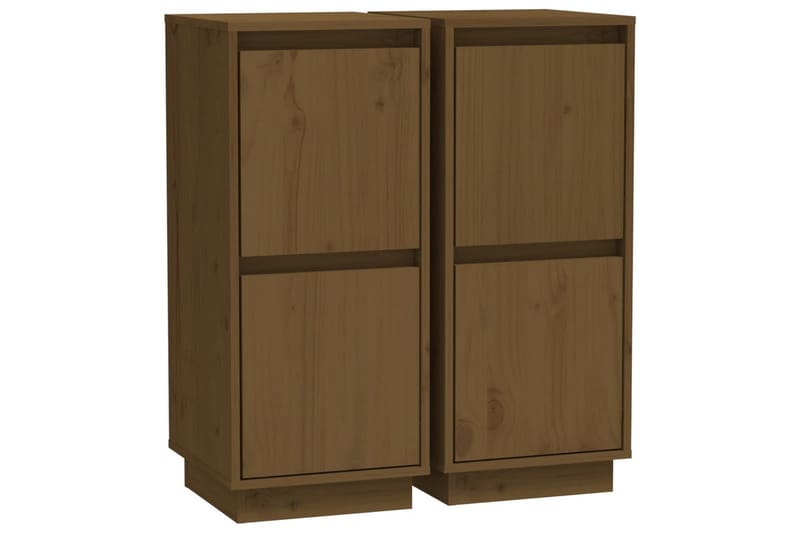 skænke 2 stk. 31,5x34x75 cm massivt fyrretræ gyldenbrun - Brun - Skænke & sideboards