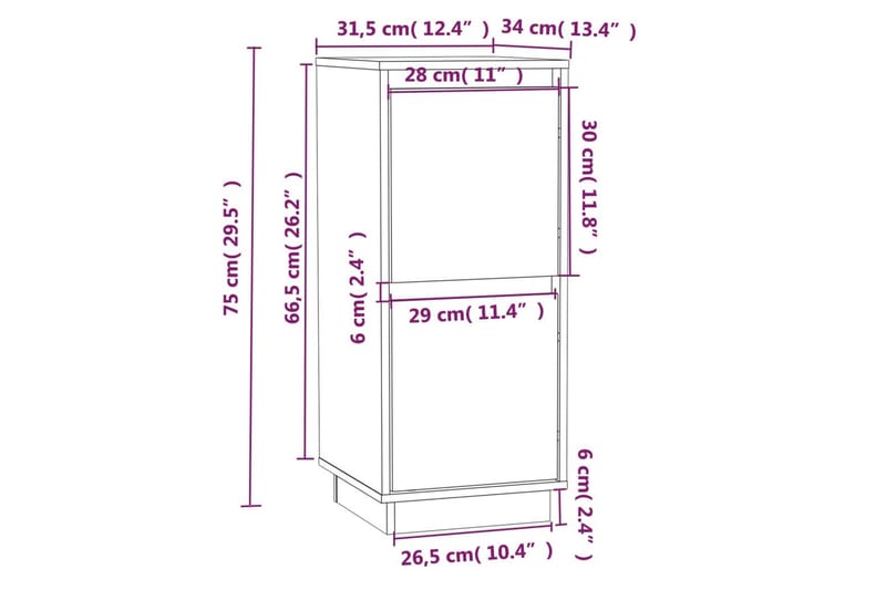 skænke 2 stk. 31,5x34x75 cm massivt fyrretræ gyldenbrun - Brun - Opbevaring - Opbevaringsmøbler - Skænke & sideboards