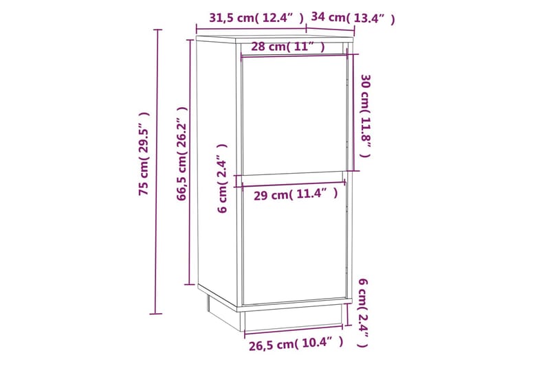 skænke 2 stk. 31,5x34x75 cm massivt fyrretræ hvid - Hvid - Skænke & sideboards