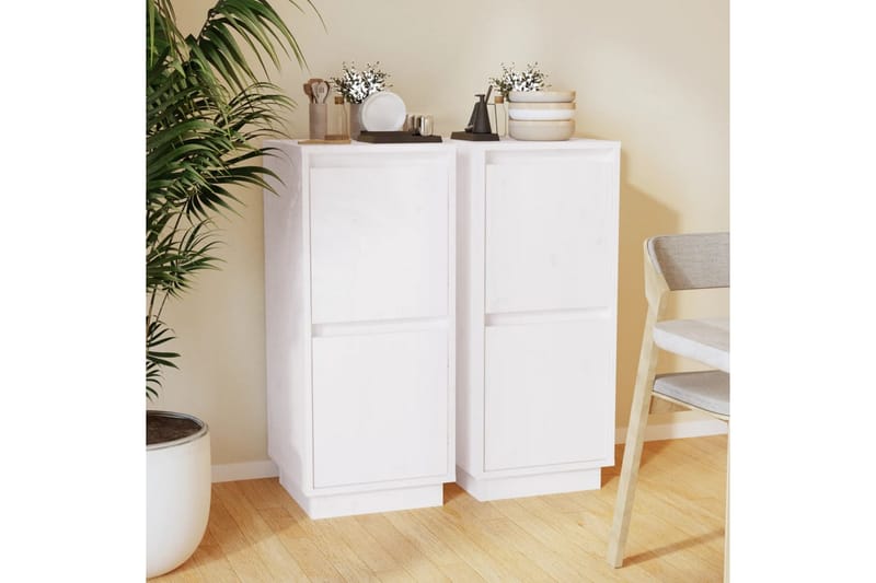skænke 2 stk. 31,5x34x75 cm massivt fyrretræ hvid - Hvid - Opbevaring - Opbevaringsmøbler - Skænke & sideboards