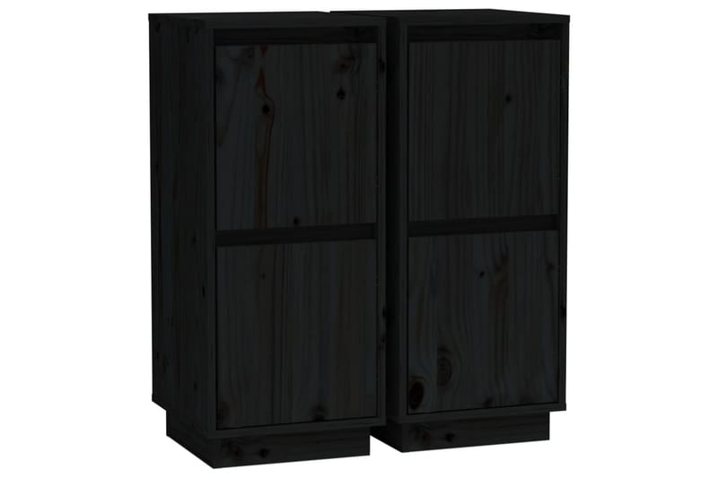 skænke 2 stk. 31,5x34x75 cm massivt fyrretræ sort - Sort - Skænke & sideboards