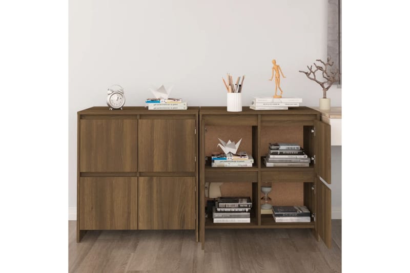 skænke 2 stk. 70x41x75 cm spånplade brun egetræsfarve - Brun - Skænke & sideboards