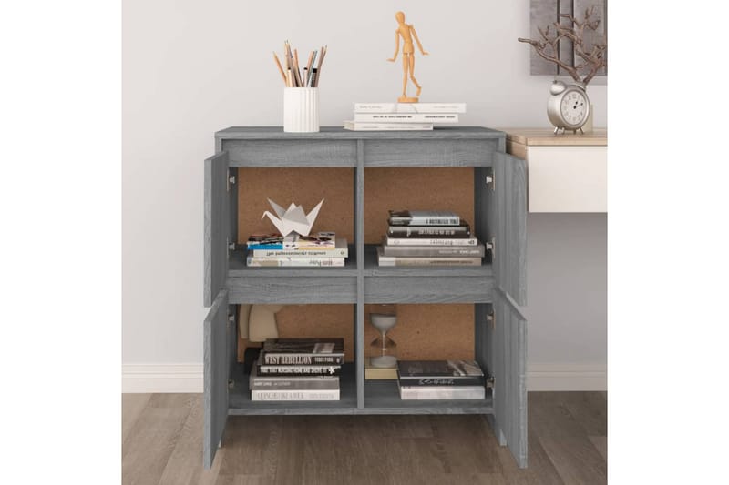 skænke 2 stk. 70x41x75 cm spånplade grå sonoma-eg - Grå - Opbevaring - Opbevaringsmøbler - Skænke & sideboards