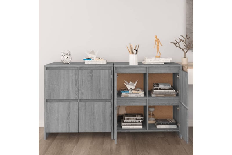 skænke 2 stk. 70x41x75 cm spånplade grå sonoma-eg - Grå - Opbevaring - Opbevaringsmøbler - Skænke & sideboards