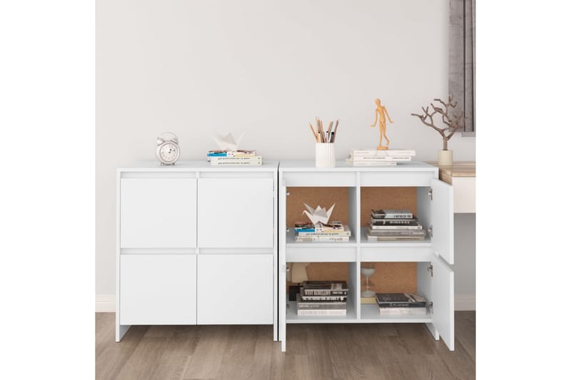 skænke 2 stk. 70x41x75 cm spånplade hvid - Hvid - Opbevaring - Opbevaringsmøbler - Skænke & sideboards