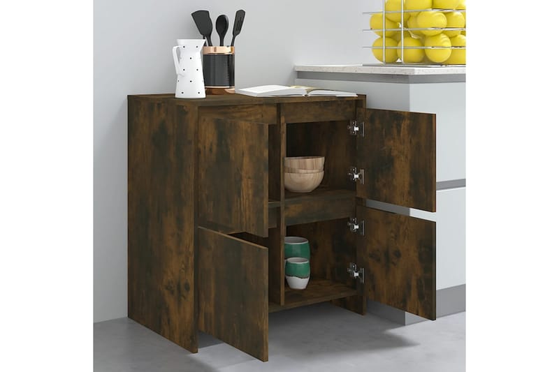 skænke 2 stk. 70x41x75 cm spånplade røget egetræsfarve - Brun - Opbevaring - Opbevaringsmøbler - Skænke & sideboards