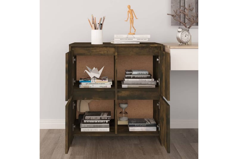skænke 2 stk. 70x41x75 cm spånplade røget egetræsfarve - Brun - Opbevaring - Opbevaringsmøbler - Skænke & sideboards