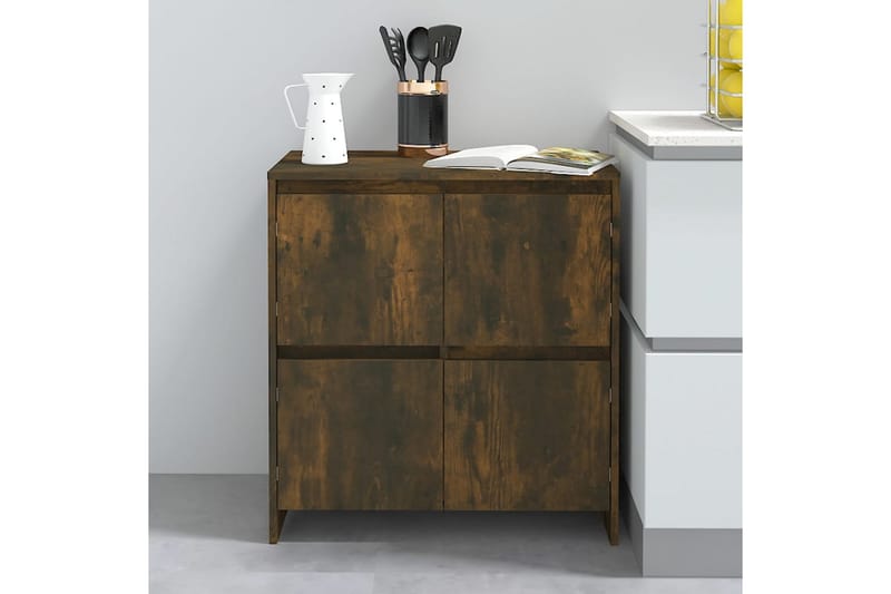 skænke 2 stk. 70x41x75 cm spånplade røget egetræsfarve - Brun - Skænke & sideboards