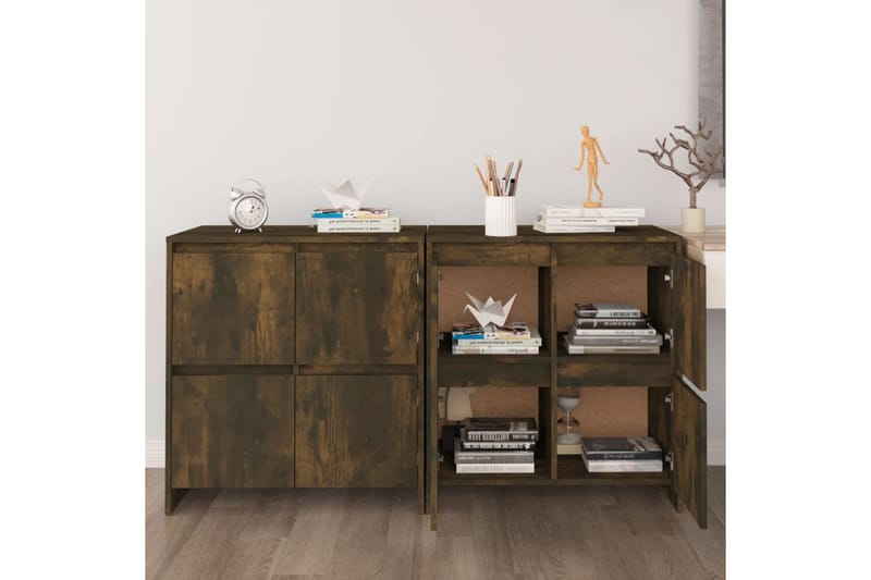 skænke 2 stk. 70x41x75 cm spånplade røget egetræsfarve - Brun - Skænke & sideboards