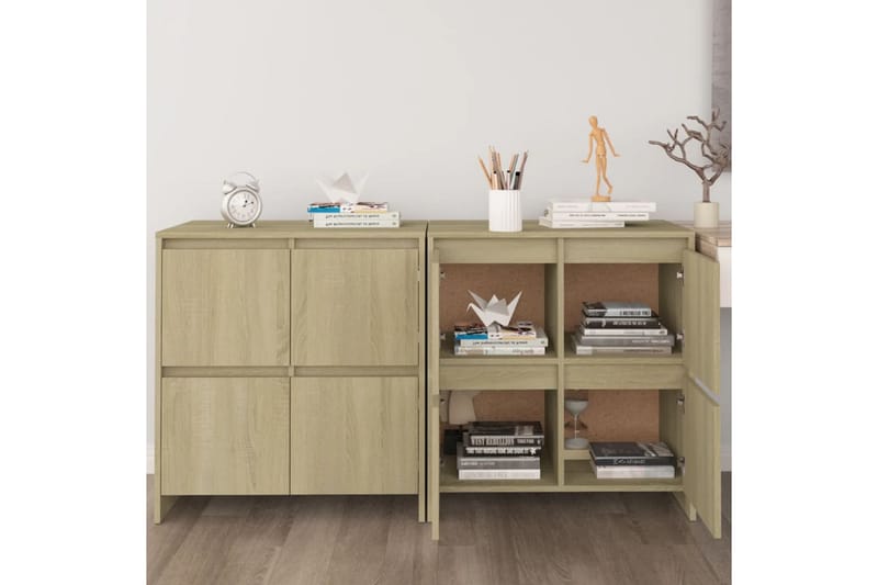 skænke 2 stk. 70x41x75 cm spånplade sonoma-eg - Brun - Opbevaring - Opbevaringsmøbler - Skænke & sideboards