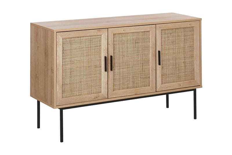 Skab 3 dørre rattan lysebrun PASCO - Træ/natur - Skænke & sideboards