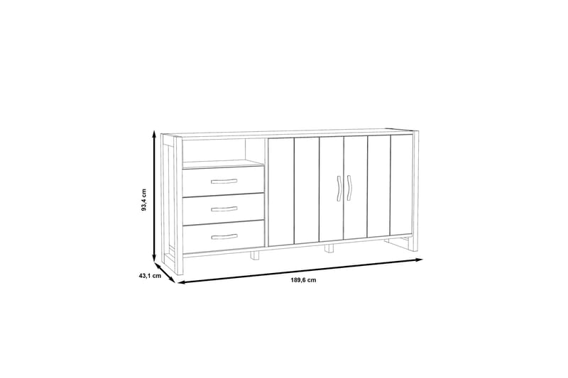 Strumica Sideboard 43x190 cm - Brun/Grå - Opbevaring - Opbevaringsmøbler - Skænke & sideboards