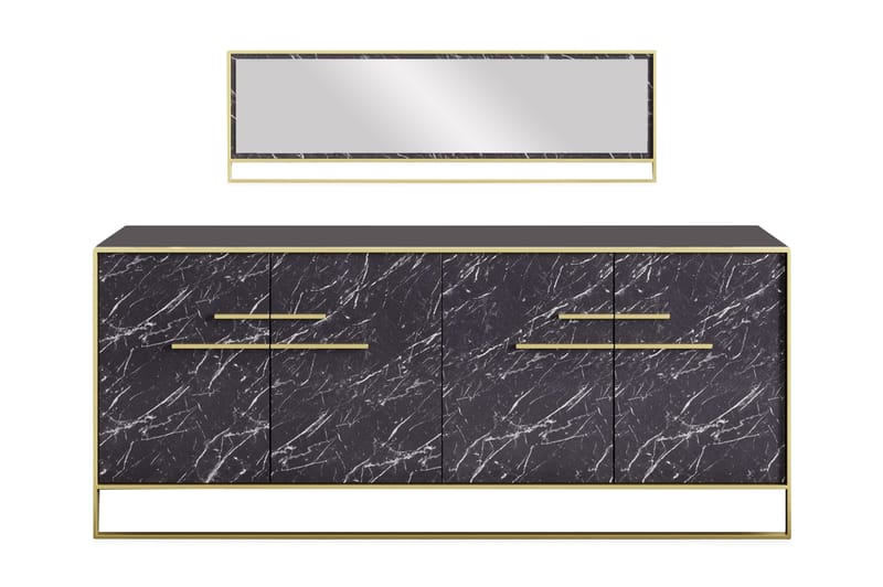 Susia Sidebord 180 cm - Guld|Sort - Skænke & sideboards