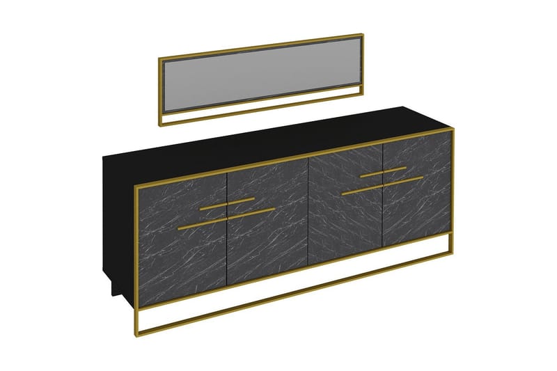 Susia Sidebord 180 cm - Guld|Sort - Skænke & sideboards