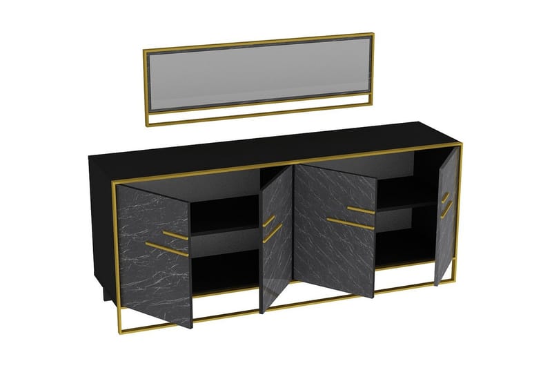 Susia Sidebord 180 cm - Guld|Sort - Skænke & sideboards