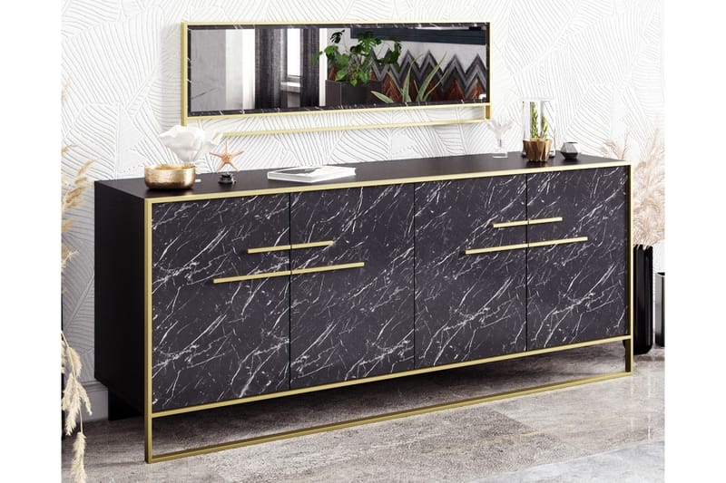 Susia Sidebord 180 cm - Guld|Sort - Opbevaring - Opbevaringsmøbler - Skænke & sideboards