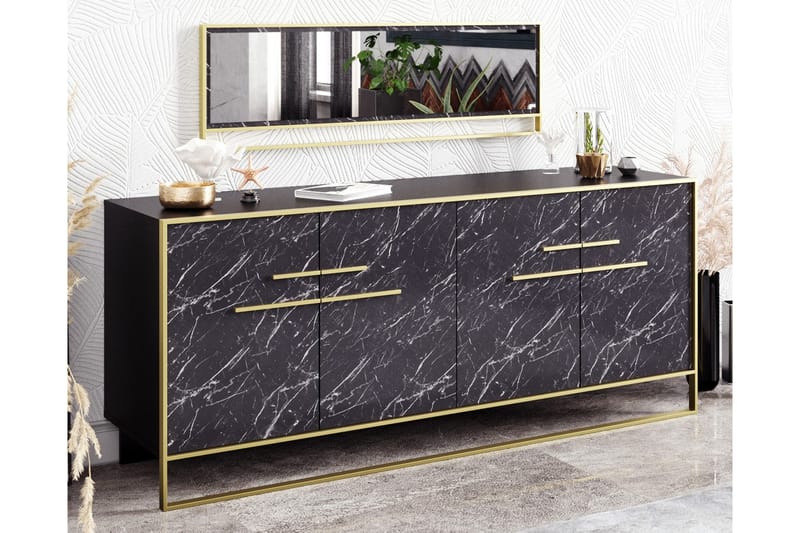 Susia Sidebord 180 cm - Guld|Sort - Skænke & sideboards