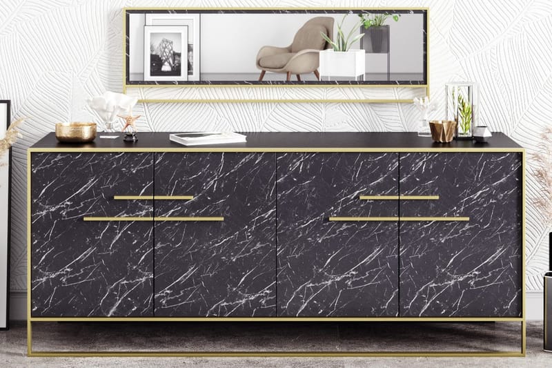 Susia Sidebord 180 cm - Guld|Sort - Opbevaring - Opbevaringsmøbler - Skænke & sideboards