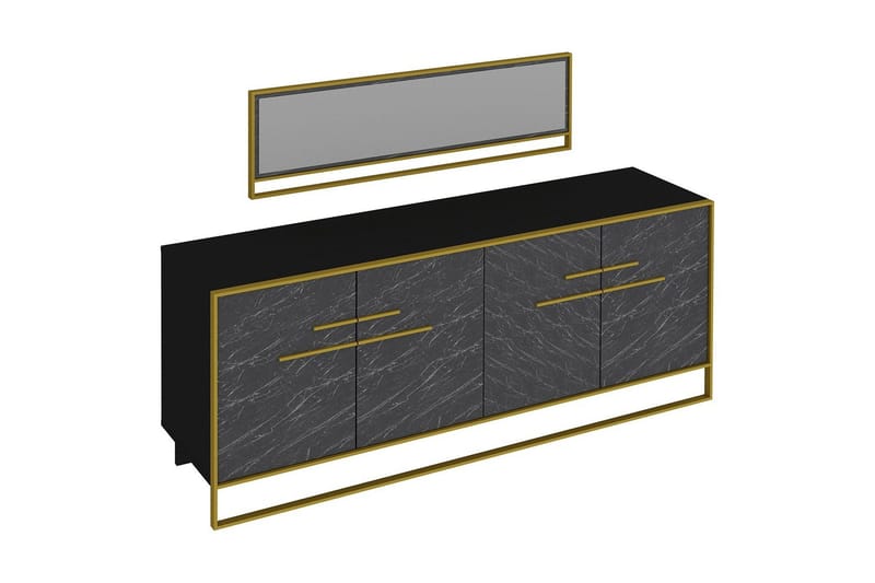 Susia Sidebord 180 cm - Guld|Sort - Opbevaring - Opbevaringsmøbler - Skænke & sideboards