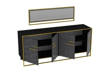 Susia Sidebord 180 cm - Guld/Sort - Opbevaring - Opbevaringsmøbler - Skænke & sideboards