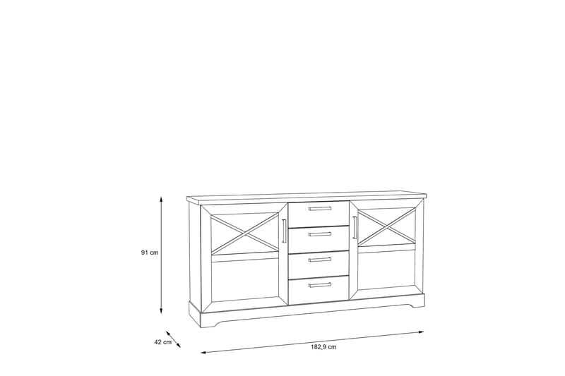 Svetis Sideboard 42x183 cm - Hvid - Opbevaring - Opbevaringsmøbler - Skænke & sideboards