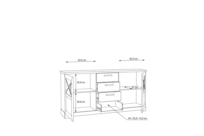 Svetis Sideboard 42x183 cm - Hvid - Opbevaring - Opbevaringsmøbler - Skænke & sideboards