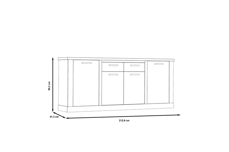 Talebi Skænk 41x213 cm - Brun / hvid - Opbevaring - Opbevaringsmøbler - Skænke & sideboards