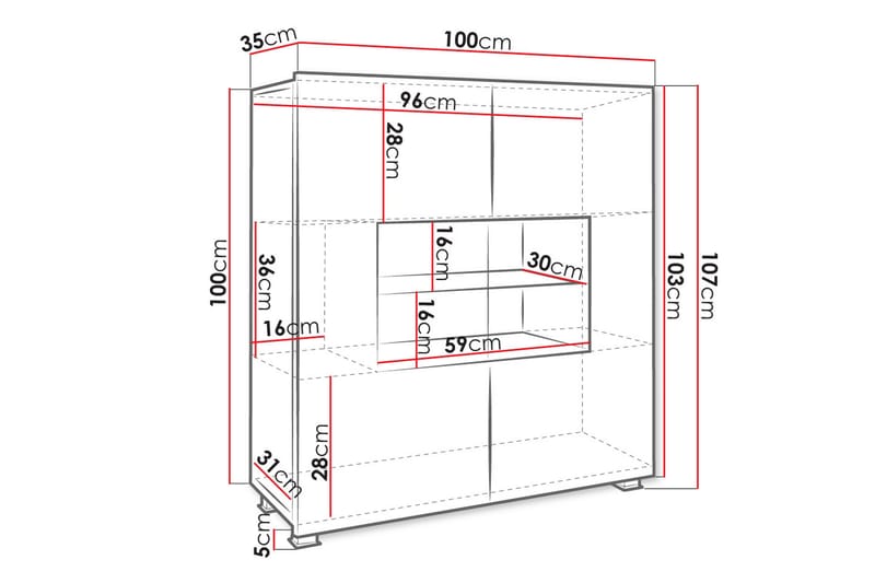 Tessan Skænk 100 cm - Hvid - Skænke & sideboards