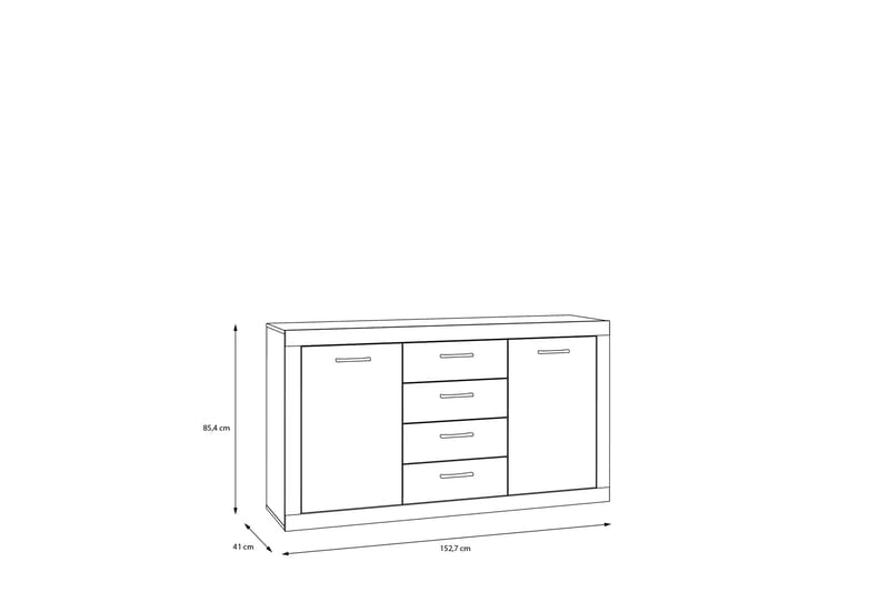 Tolovgrad Sideboard 41x153 cm - Grå/Hvid - Opbevaring - Opbevaringsmøbler - Skænke & sideboards