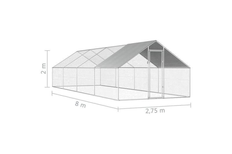 udendørs hønsebur 2,75 x 8 x 2 m galvaniseret stål - Skænke & sideboards