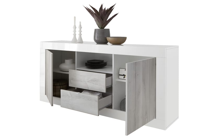 Urbino Skænk 184 cm - Grå/Hvid - Opbevaring - Opbevaringsmøbler - Skænke & sideboards