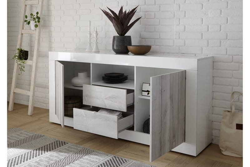 Urbino Skænk 184 cm - Grå/Hvid - Opbevaring - Opbevaringsmøbler - Skænke & sideboards