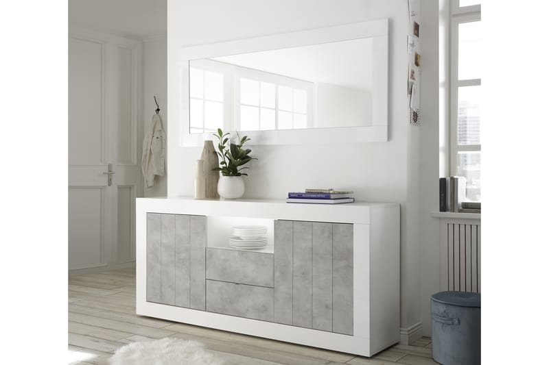 Urbino Skænk 184 cm - Hvid/Grå - Opbevaring - Opbevaringsmøbler - Skænke & sideboards