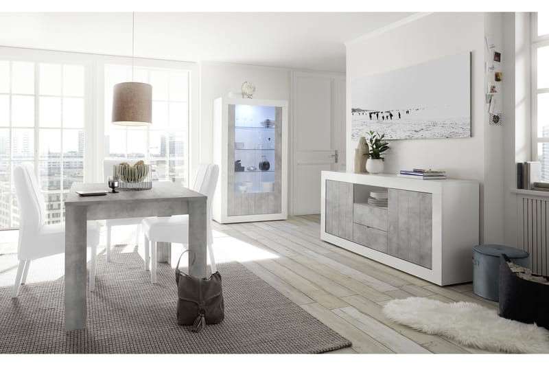 Urbino Skænk 184 cm - Hvid/Grå - Opbevaring - Opbevaringsmøbler - Skænke & sideboards