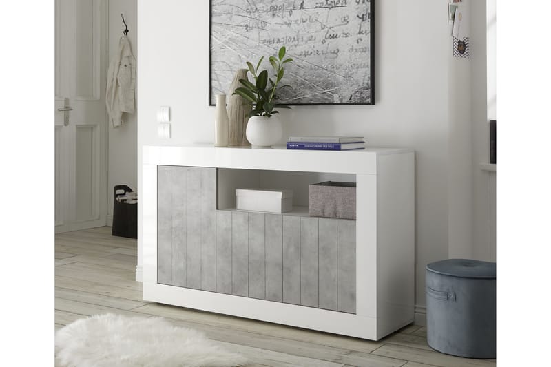 Urbino Skænk Medio 138 cm - Hvid/Grå - Opbevaring - Opbevaringsmøbler - Skænke & sideboards
