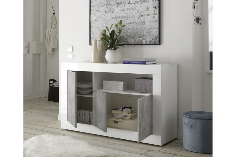 Urbino Skænk Medio 138 cm - Hvid/Grå - Opbevaring - Opbevaringsmøbler - Skænke & sideboards