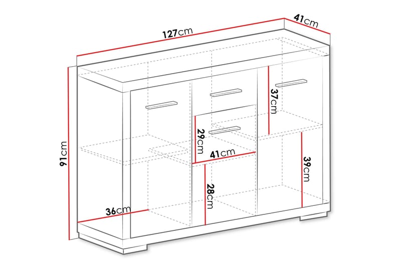 Vegas skænk 127,5x40,5x91 cm - Opbevaring - Opbevaringsmøbler - Skænke & sideboards