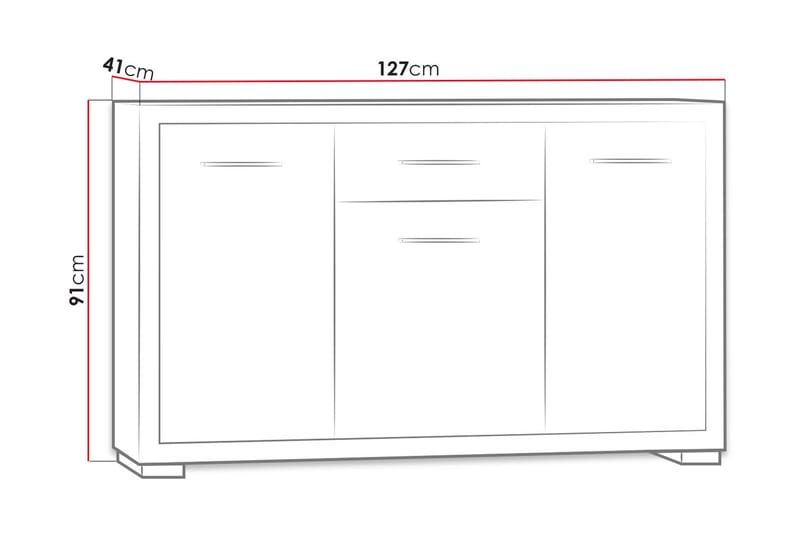 Vegas skænk 127,5x40,5x91 cm - Opbevaring - Opbevaringsmøbler - Skænke & sideboards