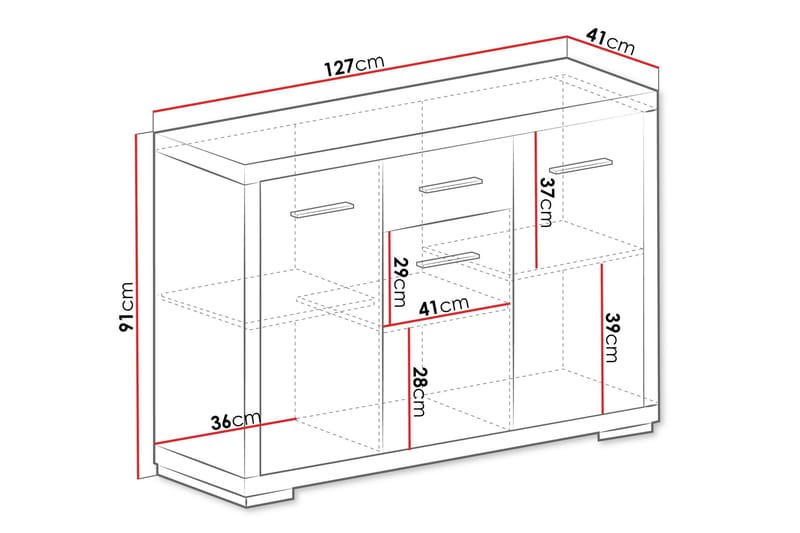 Vegas skænk 127,5x40,5x91 cm - Opbevaring - Opbevaringsmøbler - Skænke & sideboards