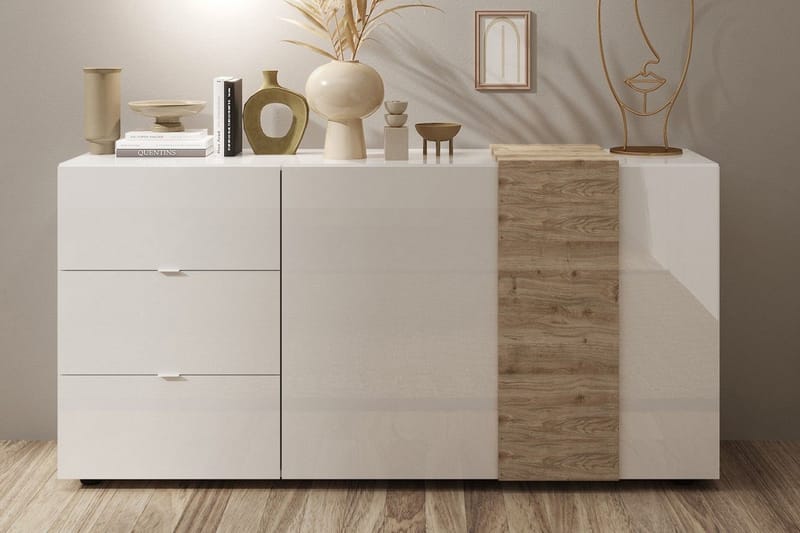 Venrivo Skænk 44x181x86 cm - Hvid/Natur - Opbevaring - Opbevaringsmøbler - Skænke & sideboards