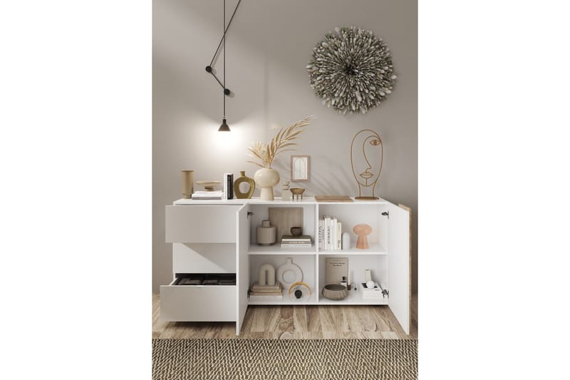 Venrivo Skænk 44x181x86 cm - Hvid/Natur - Opbevaring - Opbevaringsmøbler - Skænke & sideboards