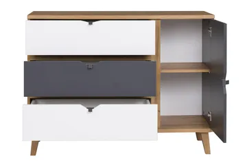 Vintra Skænk 120 cm - Hvid/Grå/Træ - Opbevaring - Opbevaringsmøbler - Skænke & sideboards
