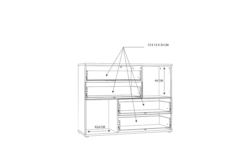 Waunifor Sideboard 41x125 cm - Hvid/Brun - Skænke & sideboards