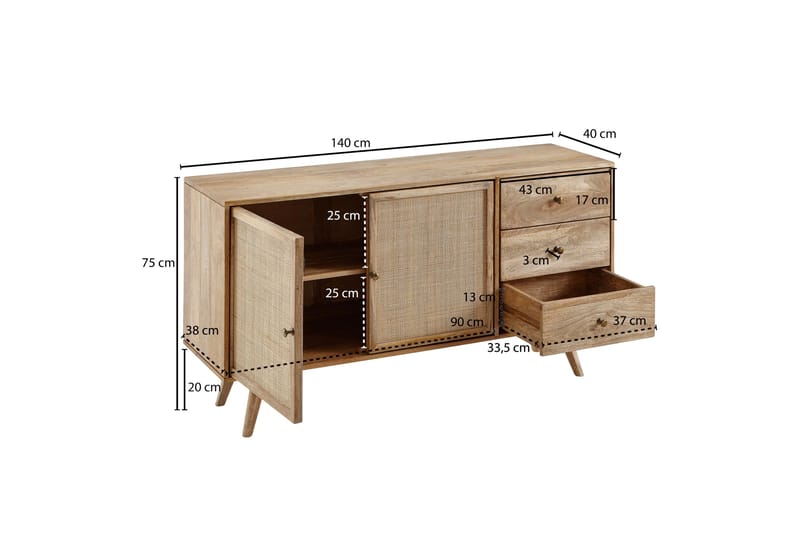 Willowdale skænk 40x140 cm - Brun - Opbevaring - Opbevaringsmøbler - Skænke & sideboards