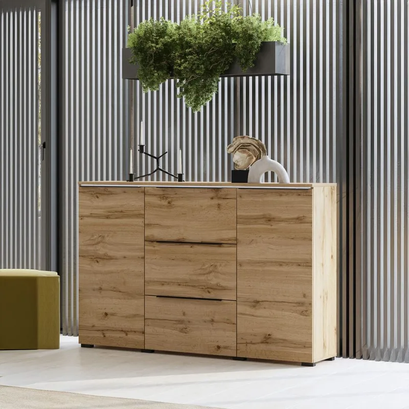 Skænk Tana 2 Døre med 3 Skuffer - Wotan Eg - Opbevaring - Opbevaringsmøbler - Skænke & sideboards