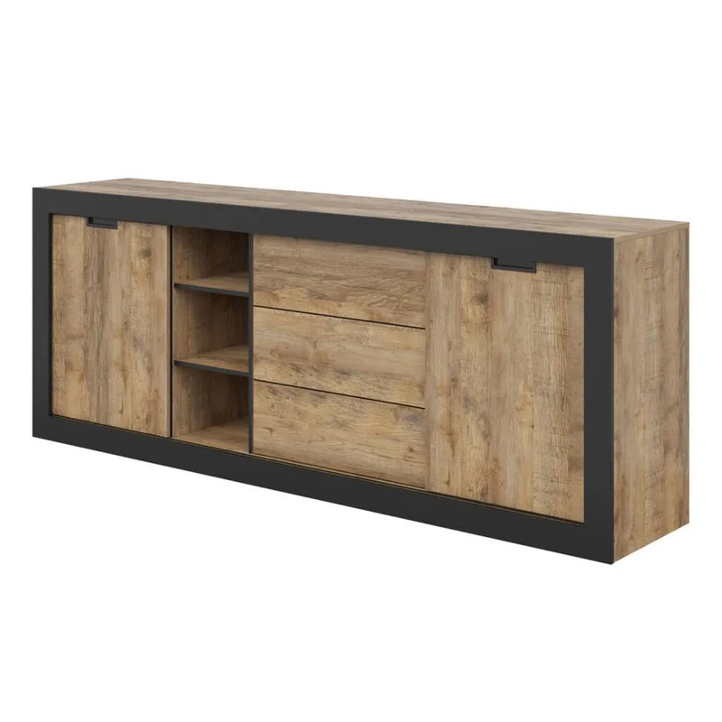 Skænk Tudor 2 Døre med 3 Skuffer, 85 cm