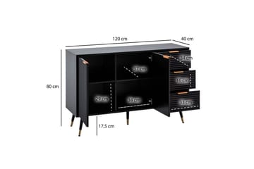 Skænk Wohnling Folieret spånplade egetræslook 120 cm 2 døre 3 skuffer moderne - Møbler - Borde - Aflastningsbord - Bakkebord & små borde