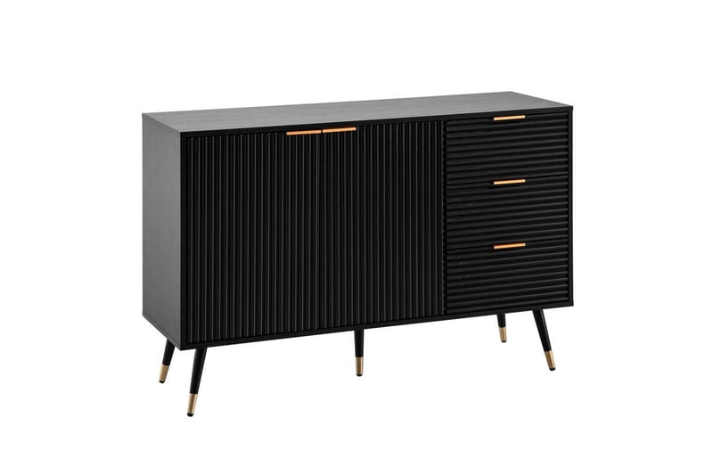 Skænk Wohnling Folieret spånplade egetræslook 120 cm 2 døre 3 skuffer moderne - Møbler - Borde - Aflastningsbord - Lampebord