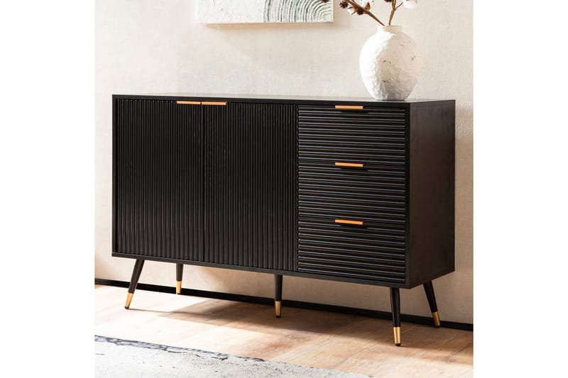 Skænk Wohnling Folieret spånplade egetræslook 120 cm 2 døre 3 skuffer moderne - Møbler - Borde - Aflastningsbord - Lampebord