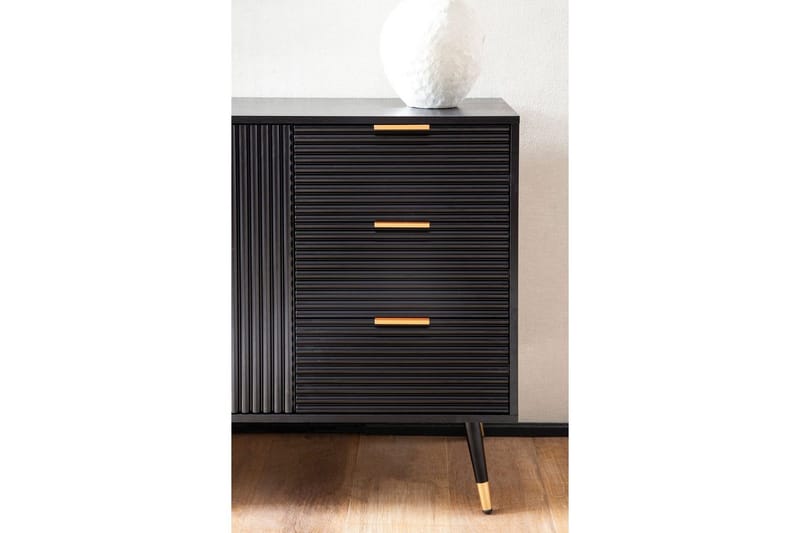 Skænk Wohnling Folieret spånplade egetræslook 120 cm 2 døre 3 skuffer moderne - Møbler - Borde - Aflastningsbord - Bakkebord & små borde